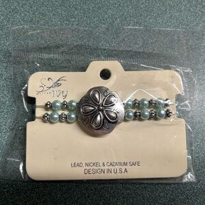 Ivy Silver and Blue Beaded Bracelet